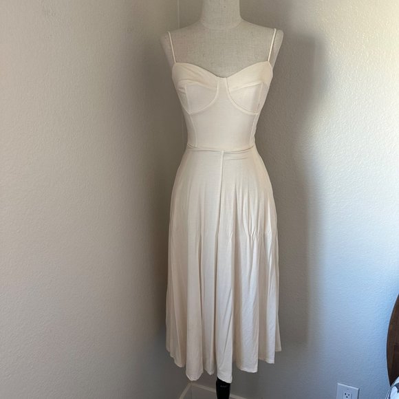 Reformation Dresses & Skirts - Reformation A Line Dress Sweetheart Midi Pullover Spaghetti Straps Ivory Color S